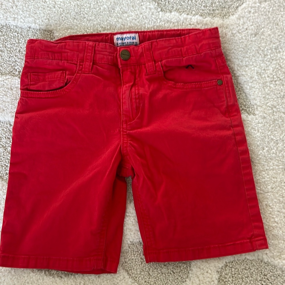 Mayoral red cotton shorts size 6